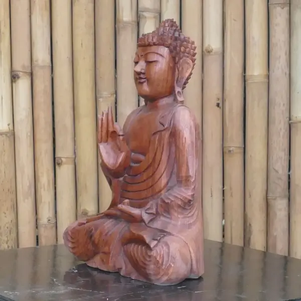 Product image of the product “Seated Buddha made of wood in Abhaya Position - gesture of fearlessness, H.40 cm. 40 cm”